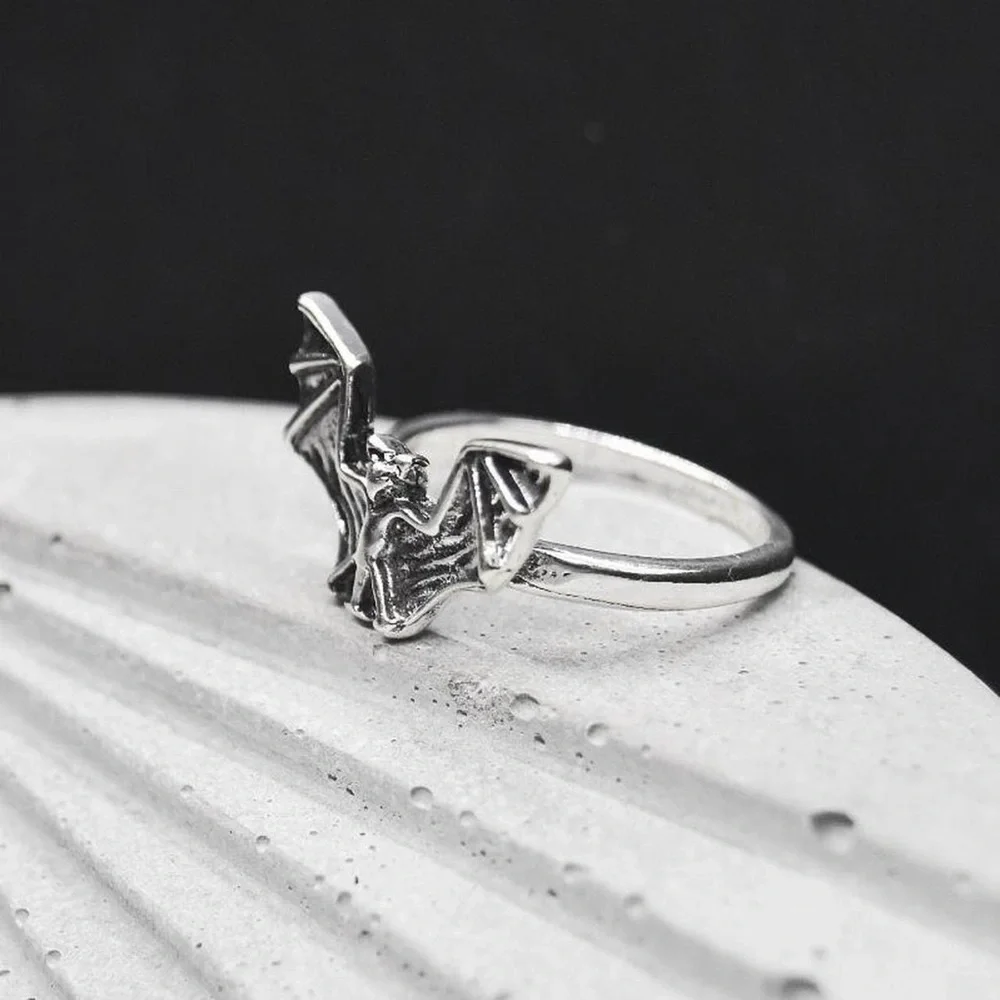 Silver Gothic Bat Ring